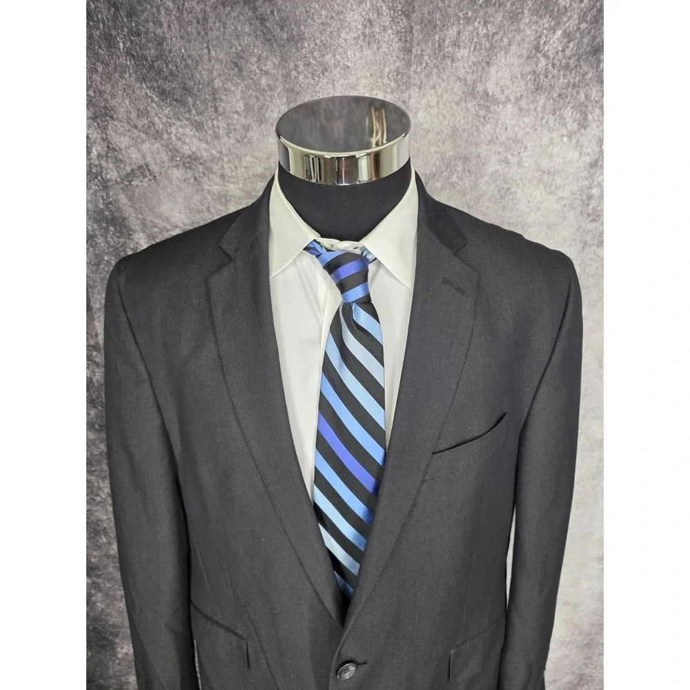 Kenneth Cole Reaction Blazer‎ Jacket Mens 48R Black Sports Coat 2 B Rayon Blend